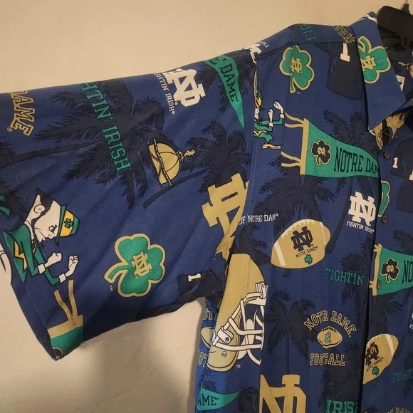 Reyn Spooner Sports Blue Shirt Size XXL University of Norte Dame Football Irish - Picture 4 of 16
